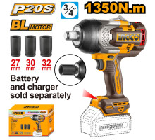 Аккумуляторный бесщеточный ударный гайковерт INGCO INDUSTRIAL 20 В 1/2" 1350 Нм CIWLI201351