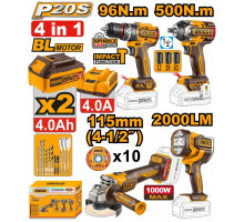 Набор аккумуляторного инструмента INGCO INDUSTRIAL 20 В 4 шт. COSLI241292