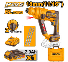 Аккумуляторный перфоратор 20В BL 1.8Дж 1хАКБ 2Ач и ЗУ SUPER INGCO CRHLI201881