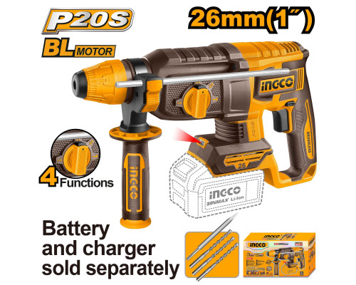Аккумуляторный перфоратор BL 20В, 2,5Дж без АКБ и ЗУ SUPER INGCO INDUSTRIAL CRHLI20268