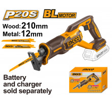 Пила сабельная аккумуляторная бесщеточная INGCO 20 В CRSLI2108