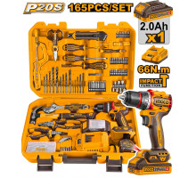 Набор ручного инструмента с шуруповертом 20 В INGCO 165 шт. HKTHP11651