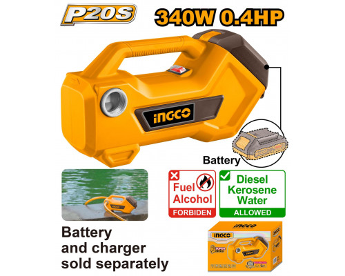 Насос для перекачки воды аккумуляторный 20В без АКБ и ЗУ SUPER INGCO TPLI2001