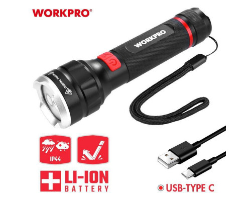 Фонарик светодиодный 350-750 LM перезаряжаемый WORKPRO WP351010WE