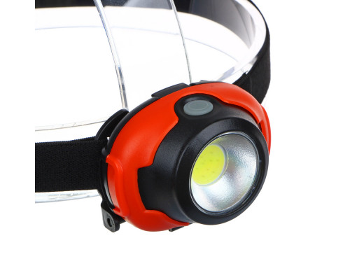 Налобный фонарик ЕРМАК, COB, 5Вт, 3xАAА, 6,5х4см, пластик, 3 режима 221-003