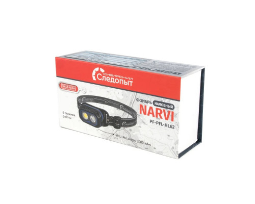 Фонарь налобный СЛЕДОПЫТ NARVI 1 LED+1 СОВ, аккум. 220В PF-PFL-HL62