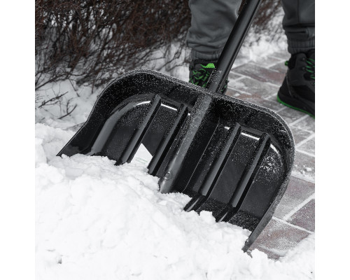 Лопата для уборки снега поликарбонат, 460х400х1430 мм, стальной черенок Сибртех 61644