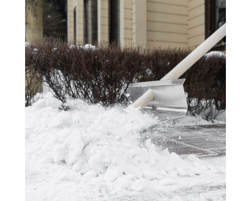 Лопата алюминиевая, тротуарная 500 x 400 х 1420 мм деревянный черенок Сибртех 61658