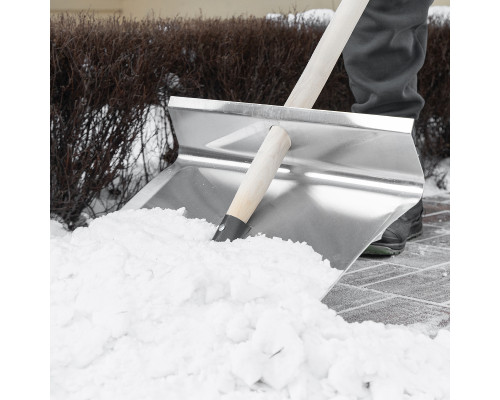 Лопата алюминиевая, тротуарная 500 x 400 х 1420 мм деревянный черенок Сибртех 61658