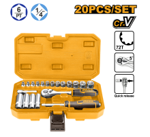 Набор головок и насадок INGCO INDUSTRIAL 20 предметов, 4-14 мм 1/4", кейс HKTS14201