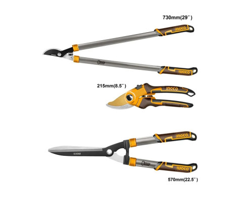 Набор садовых телескопических инструментов: сучкорез, кусторез, секатор INGCO INDUSTRIAL 3 шт. HLT93301
