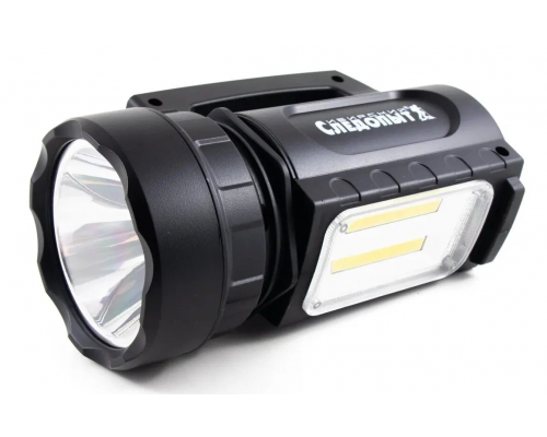Фонарь ручной аккумуляторный СЛЕДОПЫТ с ручкой "АТОН" 1 LED + 2 COB, 2000мАч, 220B PF-PFL-L71