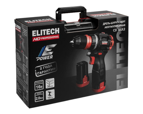 Дрель аккумуляторная ELITECH CD 16UL2 (E2201.078.01)