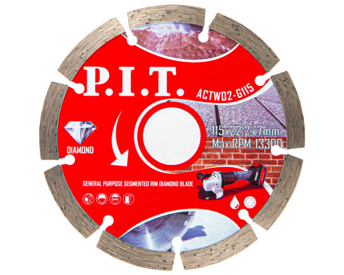 Диск алмазный отрезной сегментированный P.I.T. 115x22,2x1,4 мм ACTW02-G115