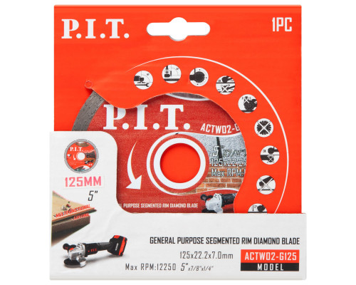 Диск алмазный отрезной сегментированный P.I.T. 125x22,2x1,4 мм ACTW02-G125 Диск алмазный отрезной сегментированный P.I.T. 125x22,2x1,4 мм ACTW02-G125