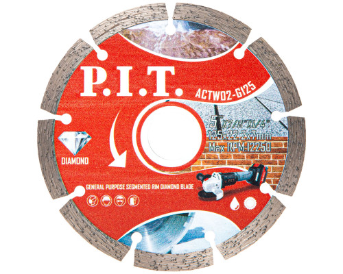 Диск алмазный отрезной сегментированный P.I.T. 125x22,2x1,4 мм ACTW02-G125 Диск алмазный отрезной сегментированный P.I.T. 125x22,2x1,4 мм ACTW02-G125