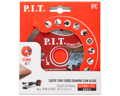 Диск алмазный отрезной Turbo P.I.T. 115x22,2x1,4 мм ACTW02-T115 Диск алмазный отрезной Turbo P.I.T. 115x22,2x1,4 мм ACTW02-T115