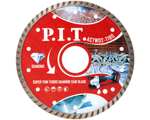 Диск алмазный отрезной Turbo P.I.T. 180x22,2x1,6 мм ACTW02-T180 Диск алмазный отрезной Turbo P.I.T. 180x22,2x1,6 мм ACTW02-T180