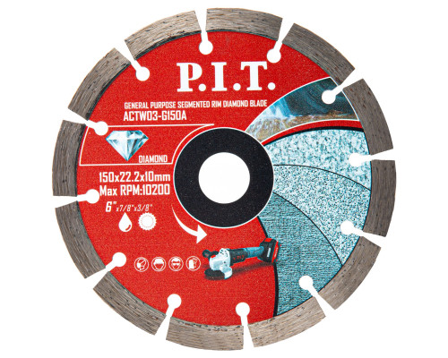 Диск алмазный отрезной сегментированный P.I.T. 150x22,2x1,4 мм ACTW03-G150A