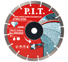 Диск алмазный отрезной сегментированный P.I.T. 230x22,2x1,8 мм ACTW03-G230A