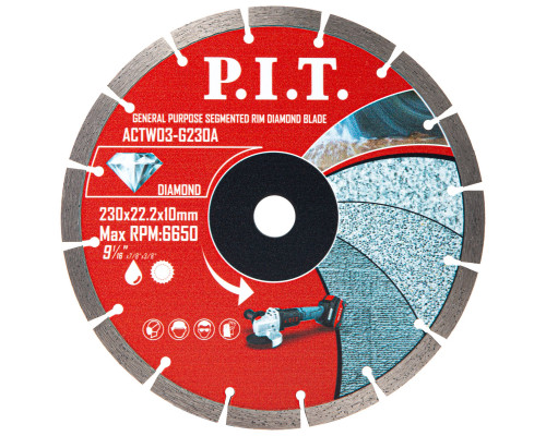 Диск алмазный отрезной сегментированный P.I.T. 230x22,2x1,8 мм ACTW03-G230A