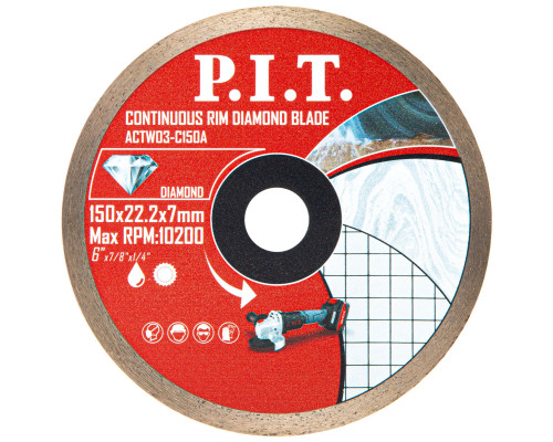 Диск алмазный отрезной сплошной P.I.T. 150x22,2x1,4 мм ACTW03-C150A Диск алмазный отрезной сплошной P.I.T. 150x22,2x1,4 мм ACTW03-C150A
