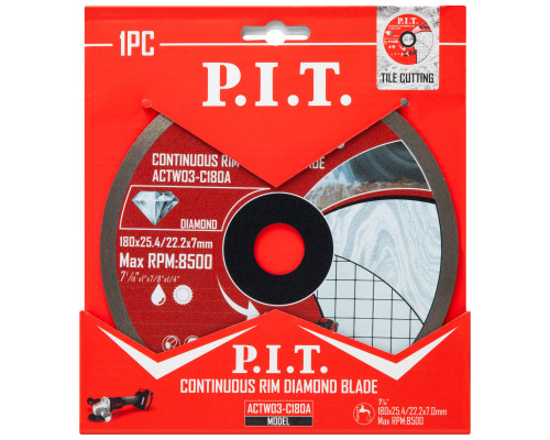 Диск алмазный отрезной сплошной P.I.T. 180x25,4/22,2x1,6 мм ACTW03-C180A