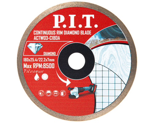 Диск алмазный отрезной сплошной P.I.T. 180x25,4/22,2x1,6 мм ACTW03-C180A