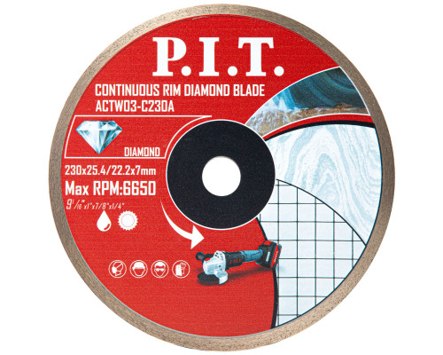 Диск алмазный отрезной сплошной P.I.T. 230x25,4/22,4x1,8 мм ACTW03-C230A Диск алмазный отрезной сплошной P.I.T. 230x25,4/22,4x1,8 мм ACTW03-C230A