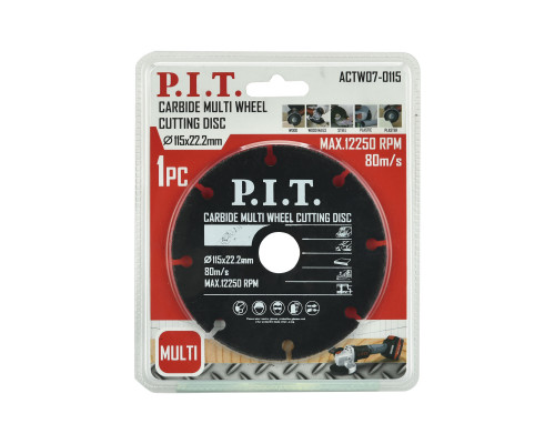 Диск отрезной по дереву для УШМ P.I.T. 115x22,2x1,2 мм 3T ACTW07-0115