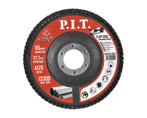 Круг лепестковый шлифовальный P.I.T. 115x22,2 мм, A120 APLS01-11512)