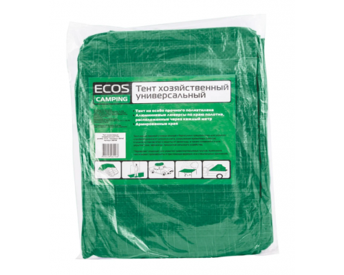 Хозяйственный универсальный тент Ecos T-3х3, размер 3х3м, плотность 100г/м2, 999084 Хозяйственный универсальный тент Ecos T-3х3, размер 3х3м, плотность 100г/м2, 999084