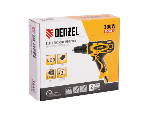 Дрель-шуруповерт сетевая Denzel SD-300-10 26201