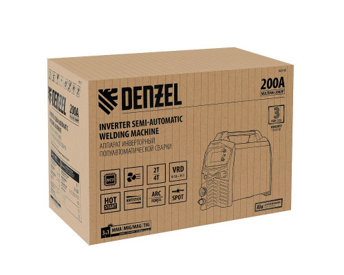 Инверторный сварочный полуавтомат Denzel MultiMIG-200DP Synergy Double Pulse 94313