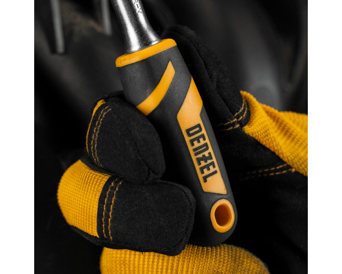 Ключ-трещотка 1/4", 90 зубьев, с быстрым сбросом, CrV Denzel 14031