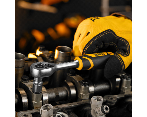 Ключ-трещотка 1/4", 90 зубьев, с быстрым сбросом, CrV Denzel 14031