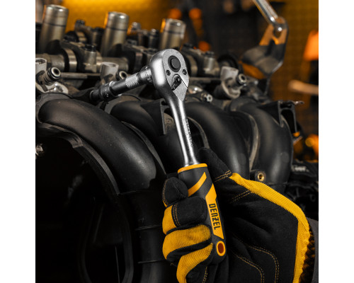 Ключ-трещотка 3/8", 90 зубьев, с быстрым сбросом, CrV Denzel 14032