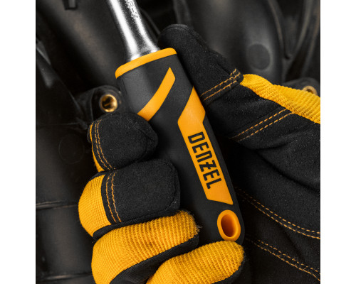 Ключ-трещотка 3/8", 90 зубьев, с быстрым сбросом, CrV Denzel 14032