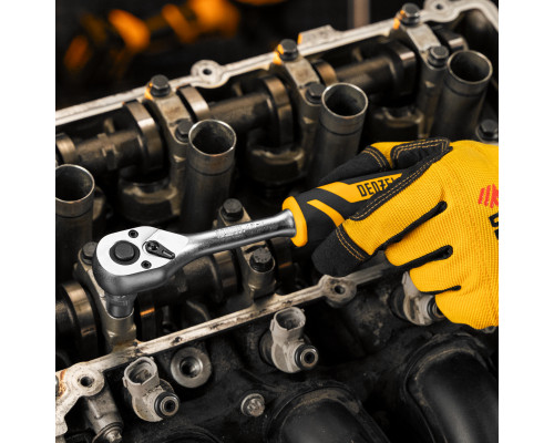 Ключ-трещотка 3/8", 90 зубьев, с быстрым сбросом, CrV Denzel 14032