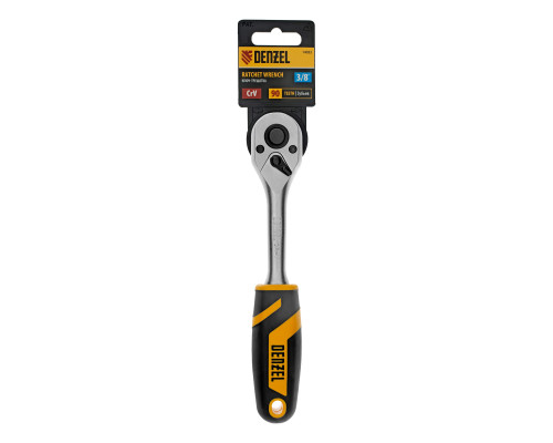 Ключ-трещотка 3/8", 90 зубьев, с быстрым сбросом, CrV Denzel 14032