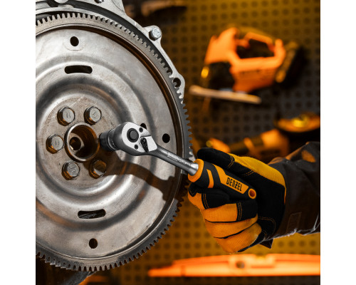 Ключ-трещотка 3/8", 90 зубьев, с быстрым сбросом, CrV Denzel 14032