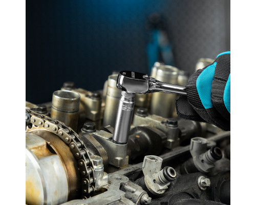 Ключ-трещотка 1/4", CrV, 120 зубьев, цельнометаллический, хром Gross 14050