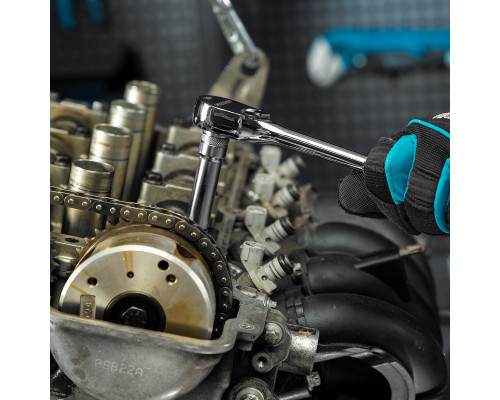 Ключ-трещотка 3/8", CrV, 120 зубьев, цельнометаллический, хром Gross 14051