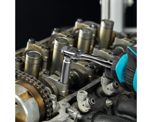 Ключ-трещотка 1/4", CrV, 90 зубьев, усиленный, хром Gross 14053