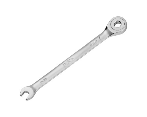 Ключ комбинированный трещоточный 6 мм, CrV, матовый хром Denzel 14700