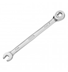 Ключ комбинированный трещоточный 7 мм, CrV, матовый хром Denzel 14701