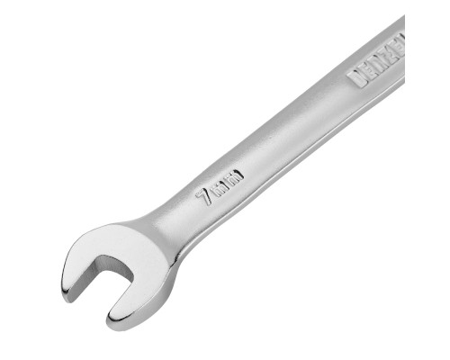 Ключ комбинированный трещоточный 7 мм, CrV, матовый хром Denzel 14701