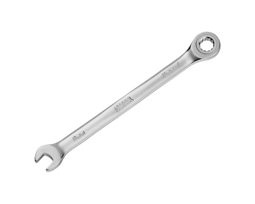 Ключ комбинированный трещоточный 8 мм, CrV, матовый хром Denzel 14702