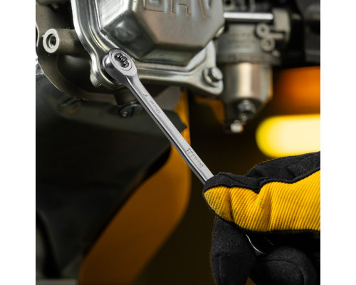 Ключ комбинированный трещоточный 16 мм, CrV, матовый хром Denzel 14710