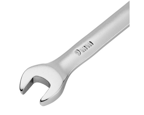 Ключ комбинированный трещоточный 9 мм, CrV, матовый хром Denzel 14703